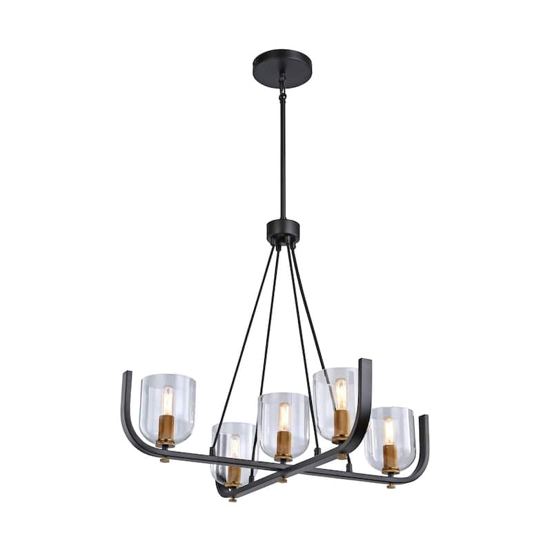 Artcraft Cheshire - 5-Light Chandelier - Black/Brass - Black