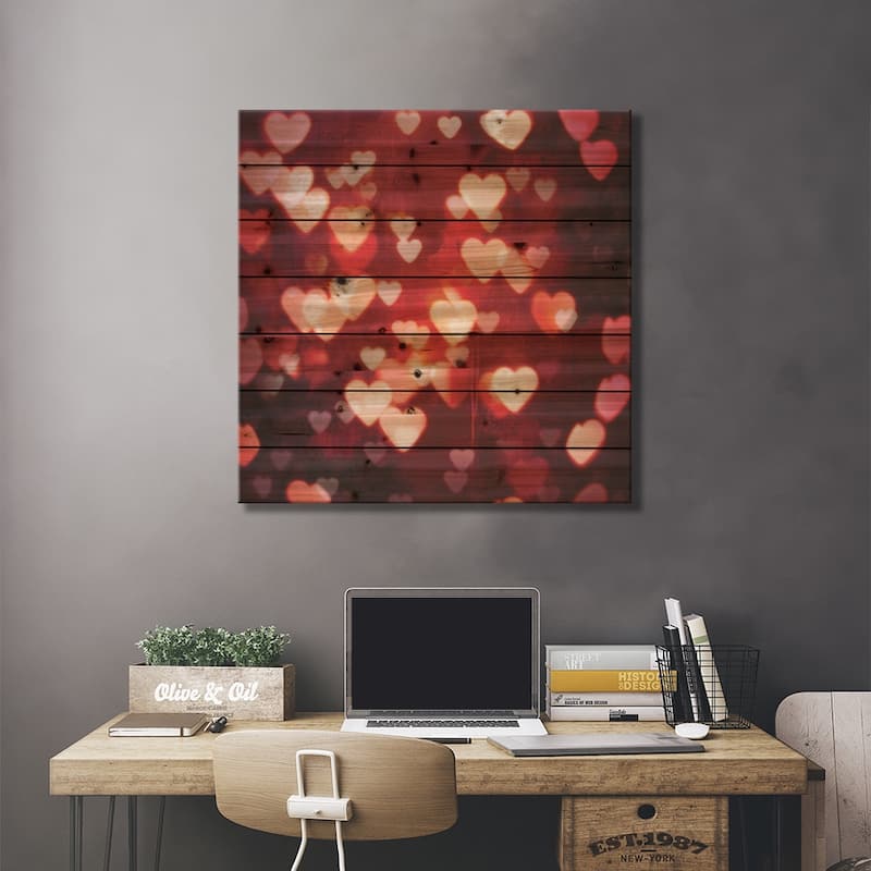 Love Is In The Air Print On Wood by Kate Carrigan - Multi-Color