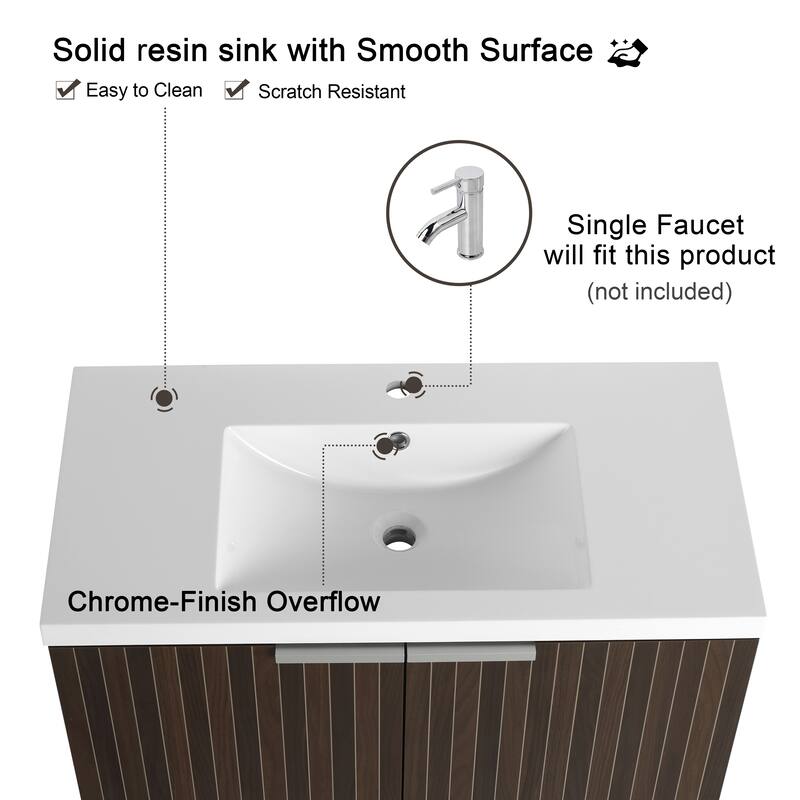 Malwee 24"/30"/36"/48" Bathroom Vanity with Sink, Floating Bathroom Vanity with Soft Close Door