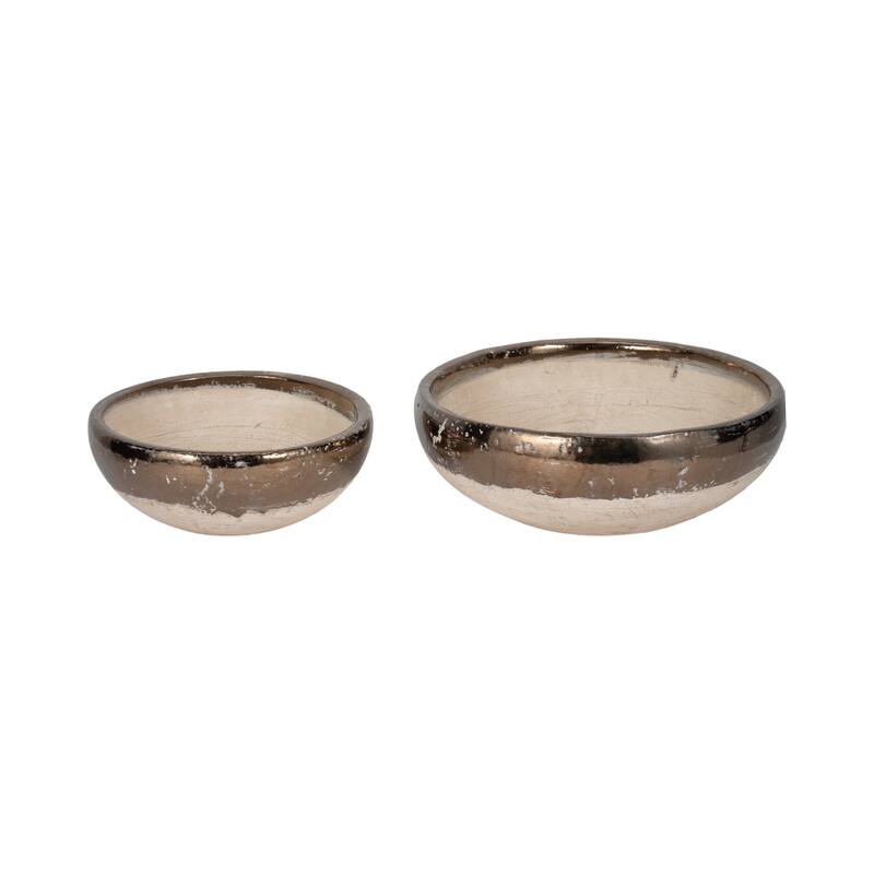 Pottery Decorative Bowls Handcrafted Detailing Casual Home (Set of 2)