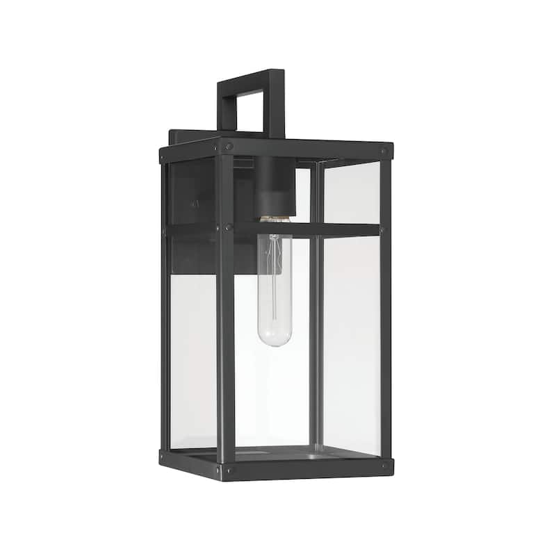 Blake Metal and Clear Glass Paneled Wall Mounted Outdoor Light - 8.5"L x 6.5"W x 14.4"H