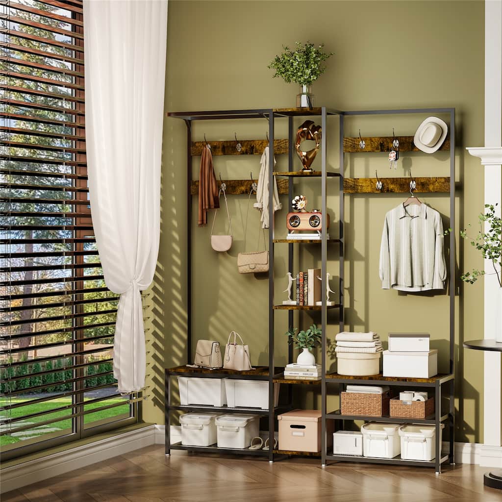 Versatile Coat Rack with Shoe Rack Hooks for Living Room, Bedroom Use