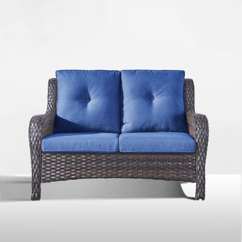 Outdoor Patio Wicker Loveseat Sofa - 2-Seater Rattan Sofa