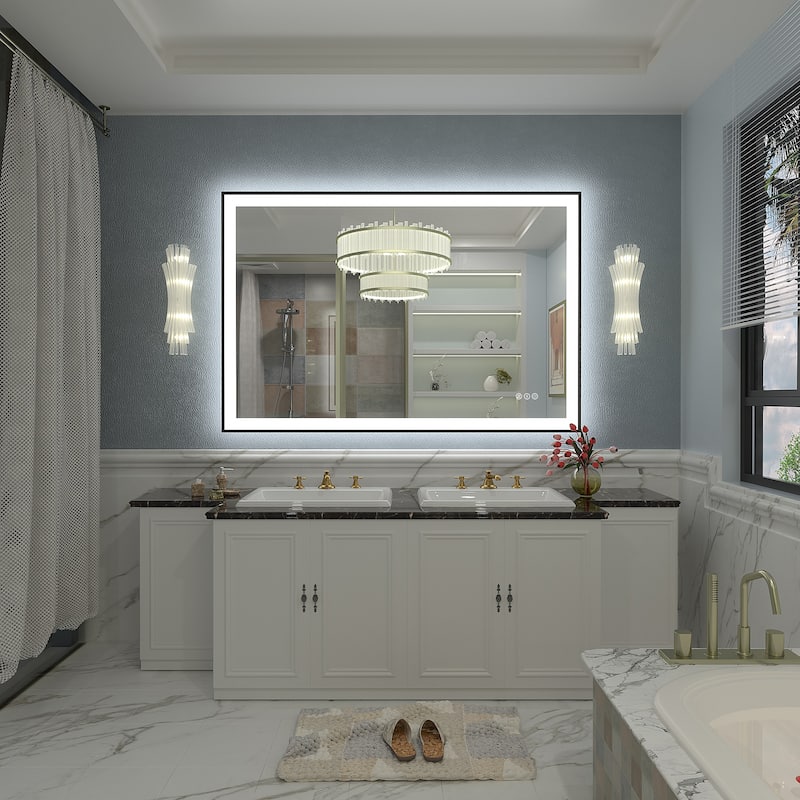Front & Back LED Anti-Fog Tempered Glass Framed Bathroom/Vanity Mirror 3-Year Warranty
