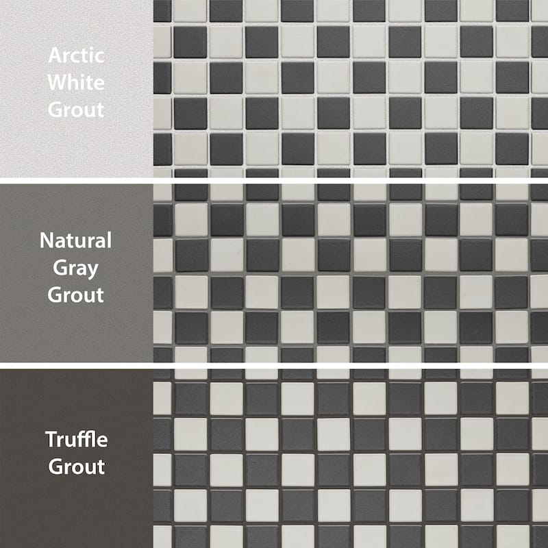 Merola Tile Gotham 1" Square Unglazed Black and White Checkerboard 11-3/4" x 11-3/4" Porcelain Floor and Wall Tile
