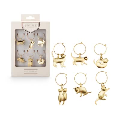Gold Cat Wine Charms by Twine Living - 1.96" x 1.18"