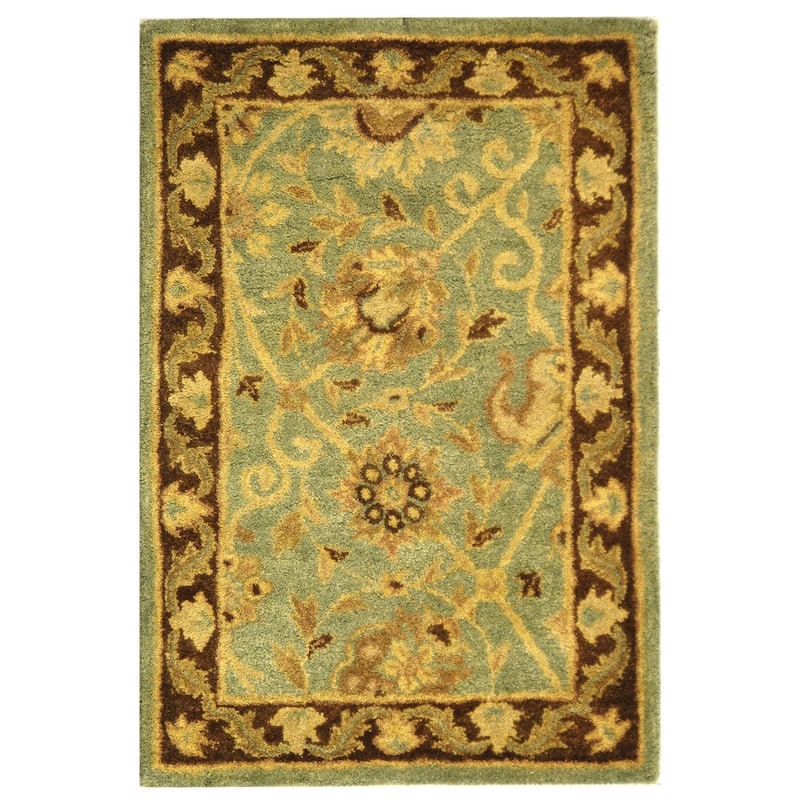 SAFAVIEH Handmade Antiquity Zuriñe Traditional Oriental Wool Rug - 2' x 3' - Green/Brown