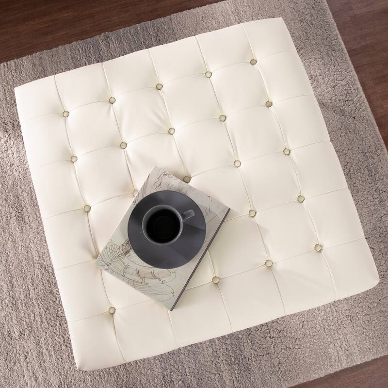 SEI Furniture Healy Faux Leather Tufted Ottoman