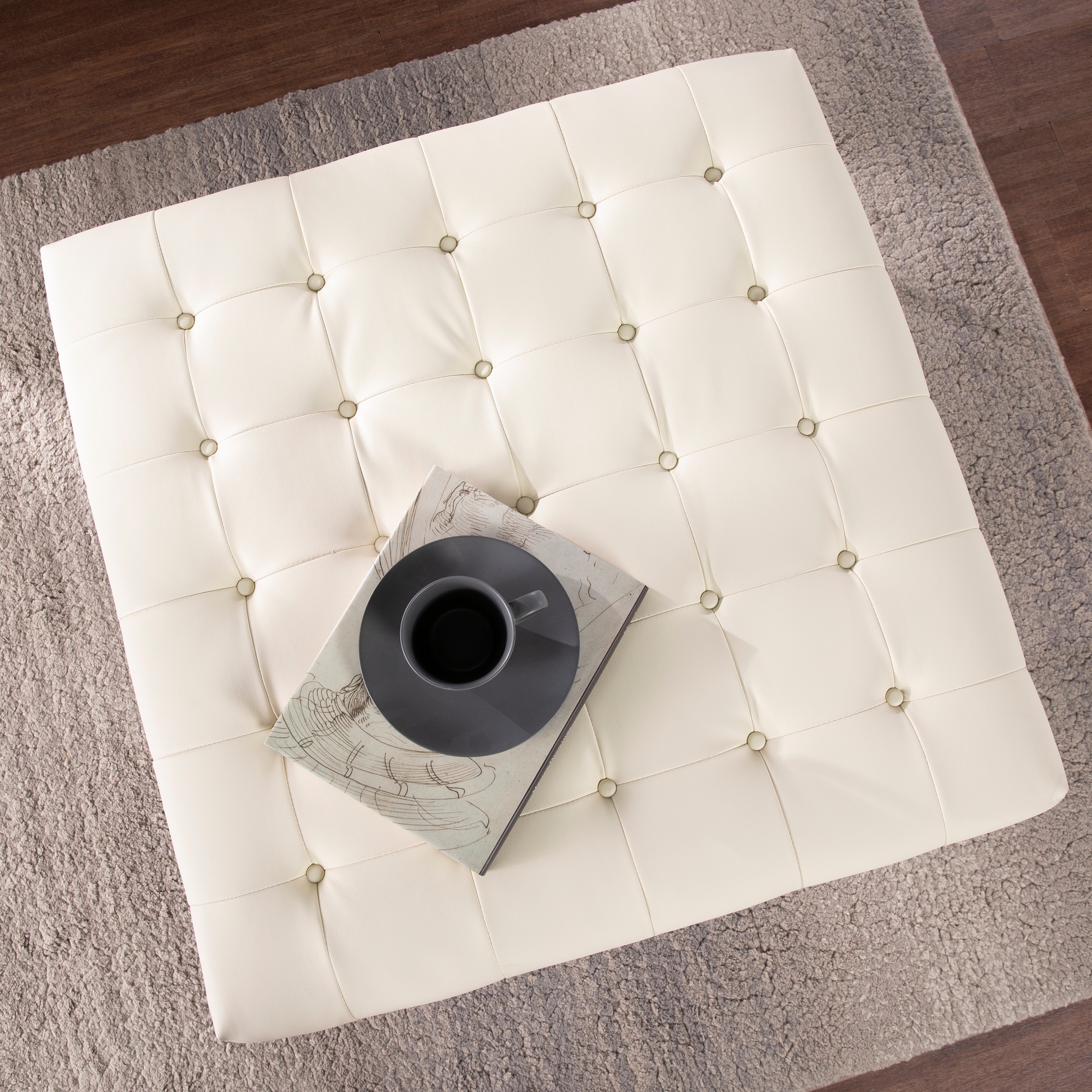 SEI Furniture Healy Faux Leather Tufted Ottoman On Sale Bed