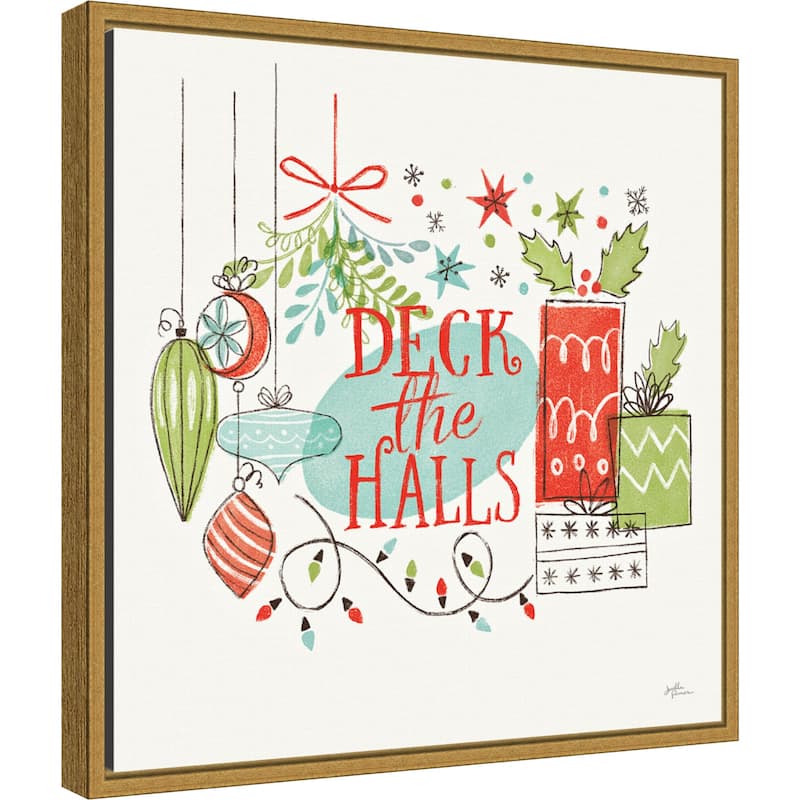 Deck the Halls Christmas Holly by Janelle Penner Framed Canvas Art