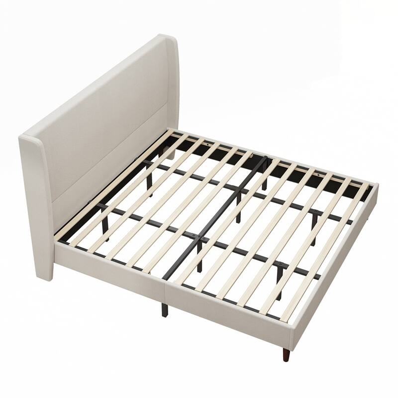 High Headboard Upholstered Platform Bed No Box Spring Needed