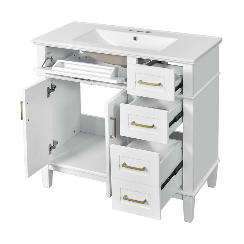 36" Modern Bathroom Vanity with Ceramic Sink