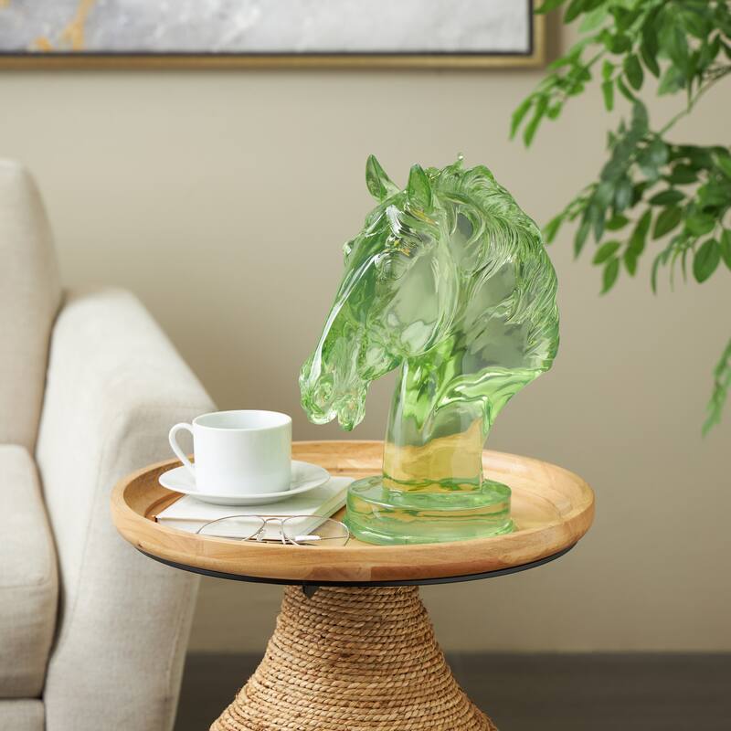 Green, Light Blue or Pink Resin Tinted Horse Decorative Sculpture