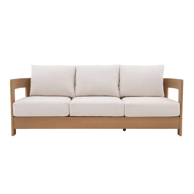 Outdoor 3-Seat Outdoor Sofa Solid Wood Eucalyptus