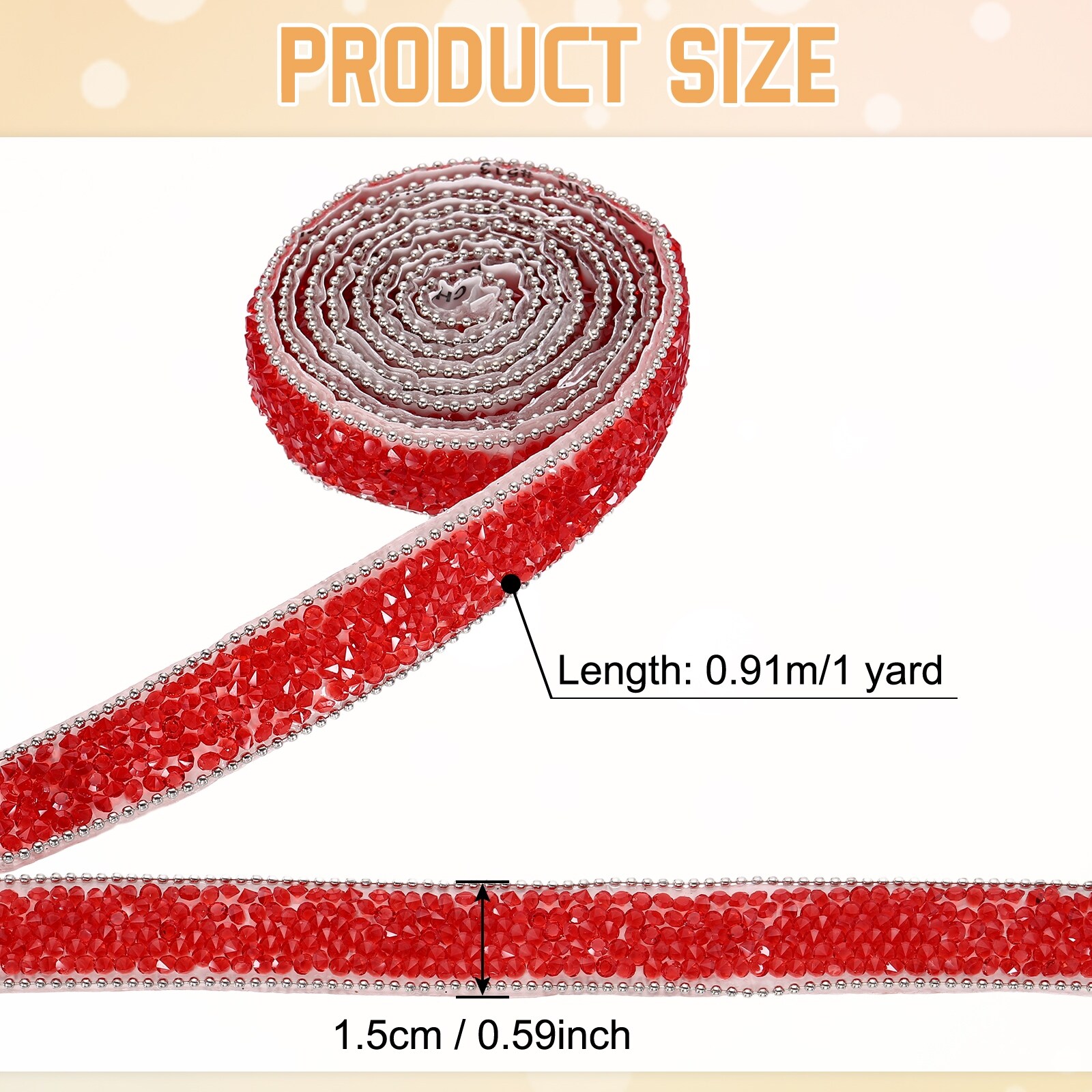Crystal Rhinestone Ribbon, Self Adhesive Ribbon Strips Bling Artificial Gem Stone Beaded