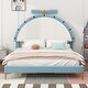 preview thumbnail 2 of 3, Full Size Upholstered Platform Bed with Alarm Clock Shaped Headboard