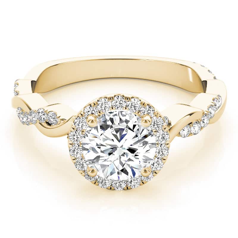 Auriya 14k-Yellow Gold Lab Grown Round Diamond Halo Twisted-Shank Engagement Ring 0.50 to 5.00 ct. tw. (F-G VS)