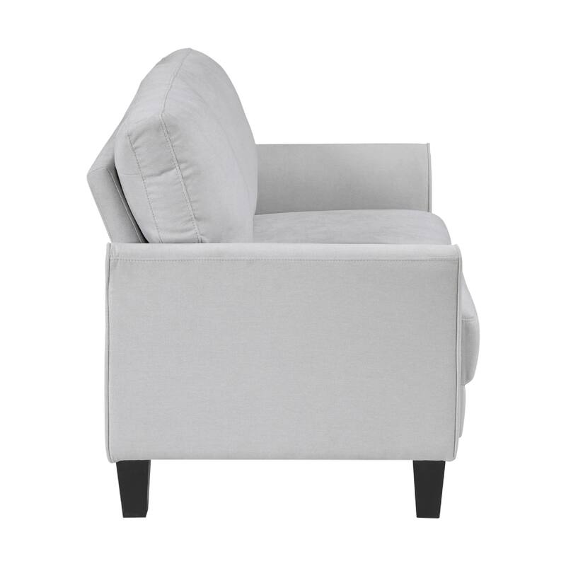 Xumo Loveseat, Light Gray Fabric, 56 Inch, Black Tapered Wood Legs
