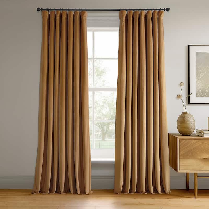 Exclusive Fabrics Signature Velvet Blackout Curtains (1 Panel) - Luxurious Single Drapery for Enhanced Light Blockage - 50 x 84 - Amber Gold