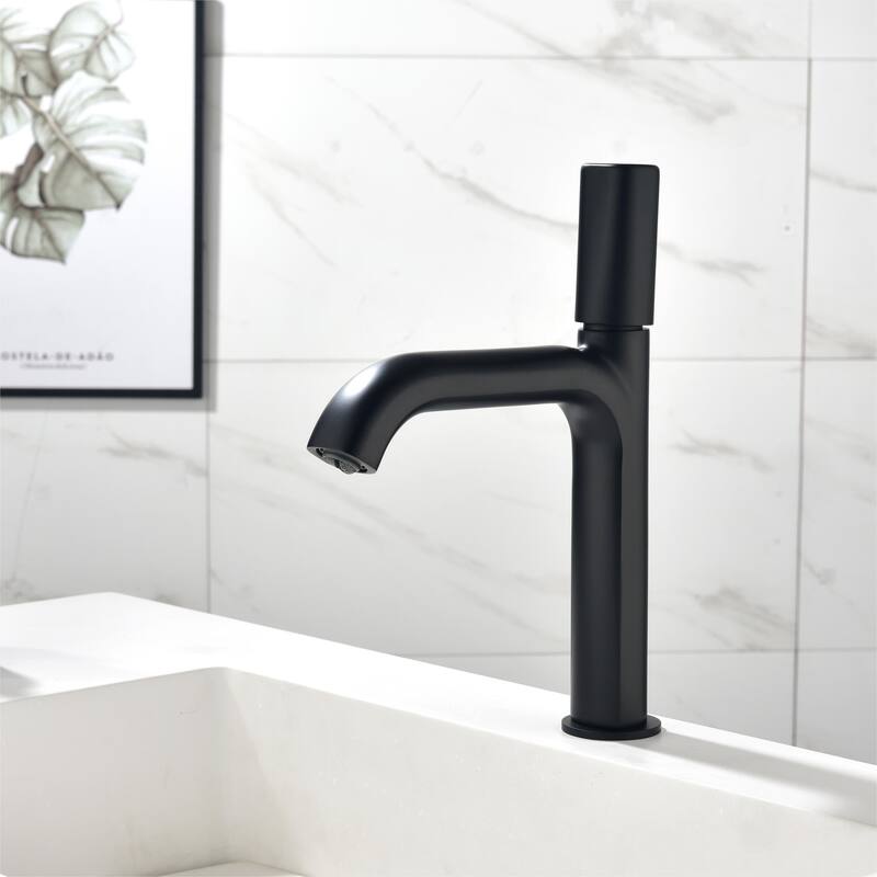 11''H Bathroom Sink Faucet Single with Single Handle in Black/Gold