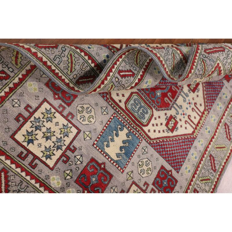 Kazak Oriental Area Rug Handmade Blue Traditional Wool Carpet - 3'11" x 5'11"