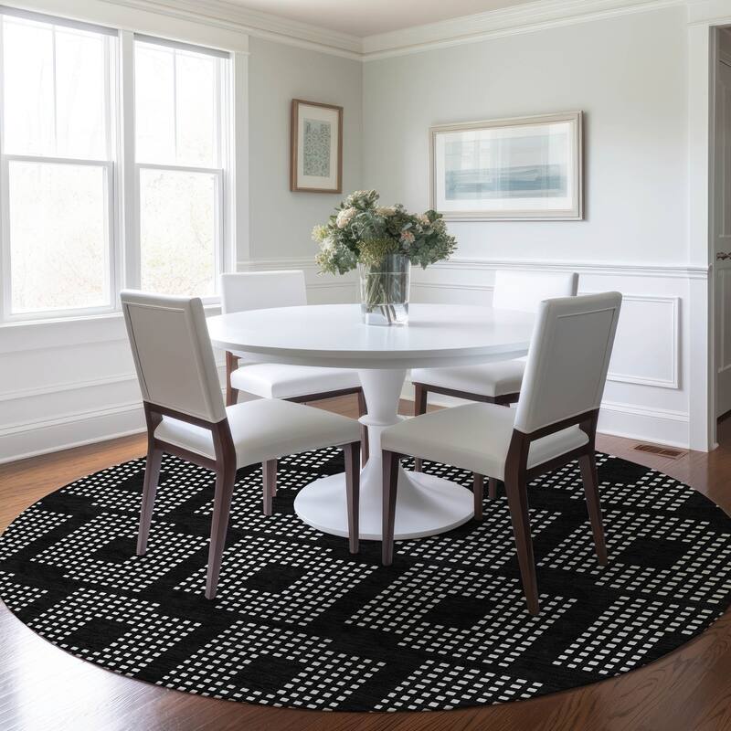 Machine Washable Indoor/ Outdoor Chantille Modern Houndstooth Rug