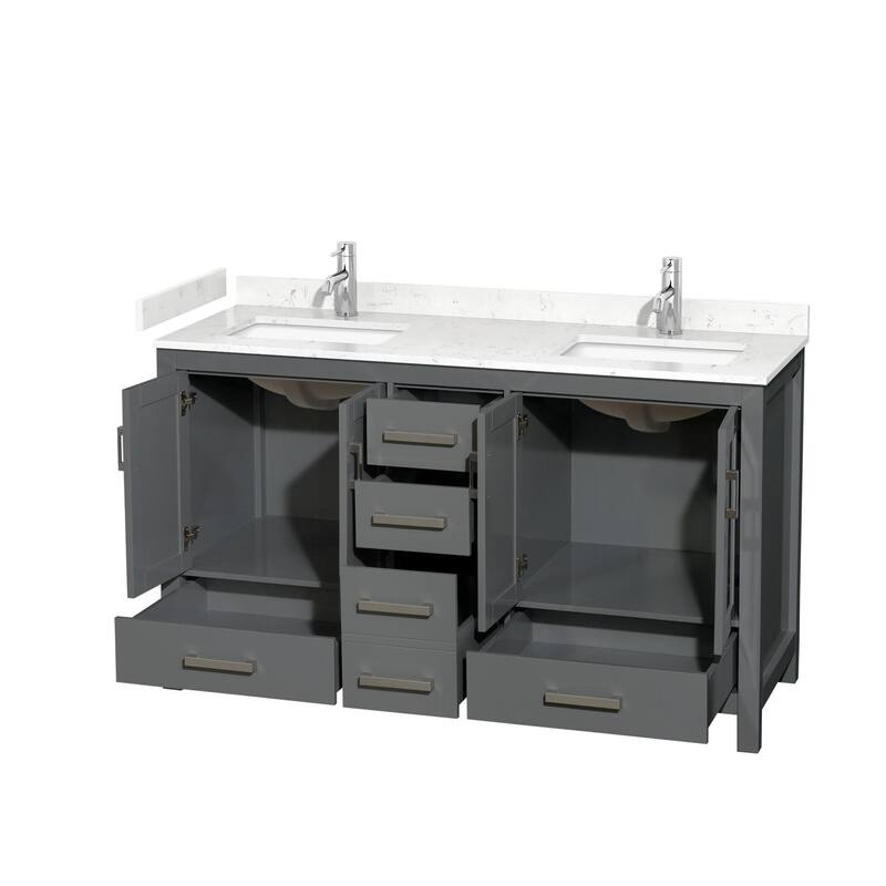 Wyndham Collection Sheffield 60" Double Bathroom Vanity, Carrara