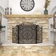 preview thumbnail 9 of 8, Black Tin Traditional Wood Fireplace Screen Pattern - 52 x 1 x 35