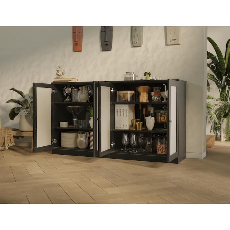 Palace Imports 100% Solid Wood 64" Sideboard with Frosted Glass Doors and Adjustable Shelves