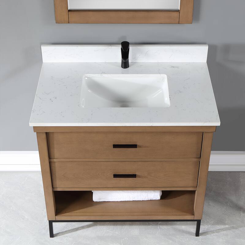 Altair Kesia Bathroom Vanity with Composite Stone Countertop with Mirror