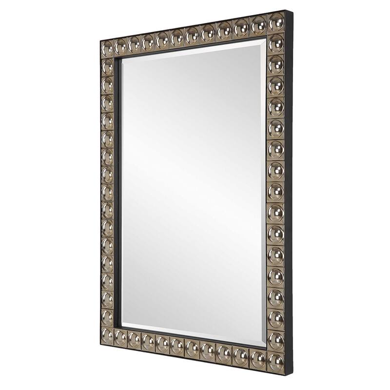 Silvio TiLED Rectangular Vanity Wall Mirror 32.75" Silver and Black