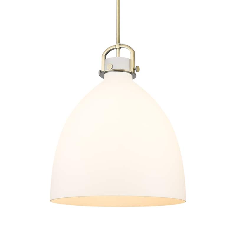 Innovations Lighting 410-1SL-24-18 Newton Bell Pendant Newton Bell 18" - Brushed Brass / Matte White