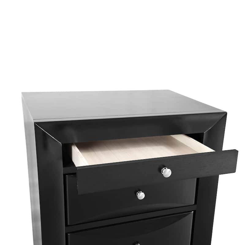 3-Drawer Wooden Nightstand - 28" - Black