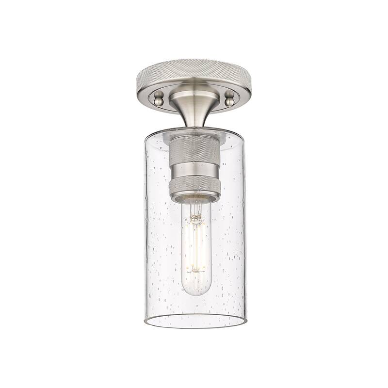 Innovations Lighting 434-1F-10-4 Crown Point Flush Crown Point 4" Wide - Satin Nickel / Seedy