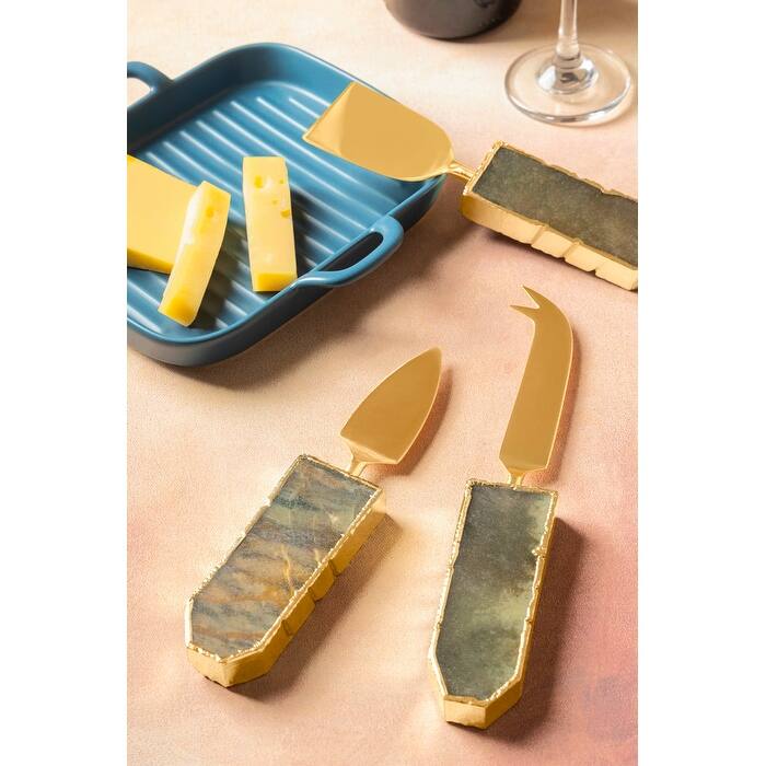 Brittany Agate Cheese Knives, Set of 3 - Sage - Sage