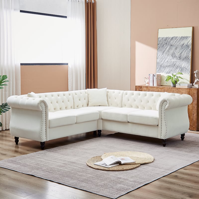 Oversized Corner Sofa Covers, L-Shaped Sectional Couch, 5-Seater Corner Sofas with 3 Cushions