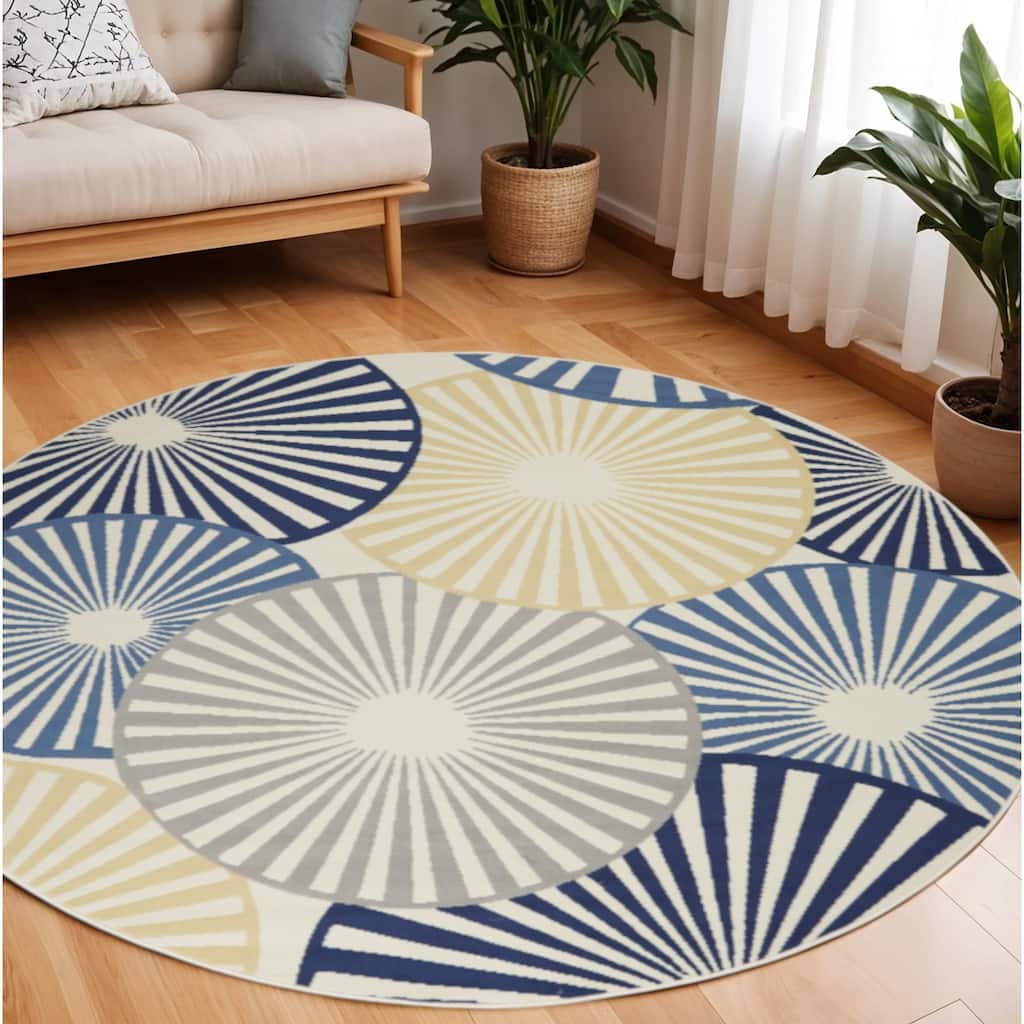 Mafuq Power Loomed Geometric Modern Durable Area Rug By HomeRoots - 96' X '96' X '0.5