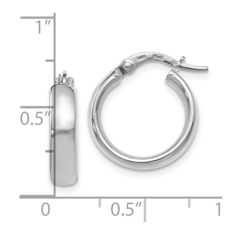 Curata 14k White Gold Polished Domed 17.5x4mm Classic Hoop Earrings
