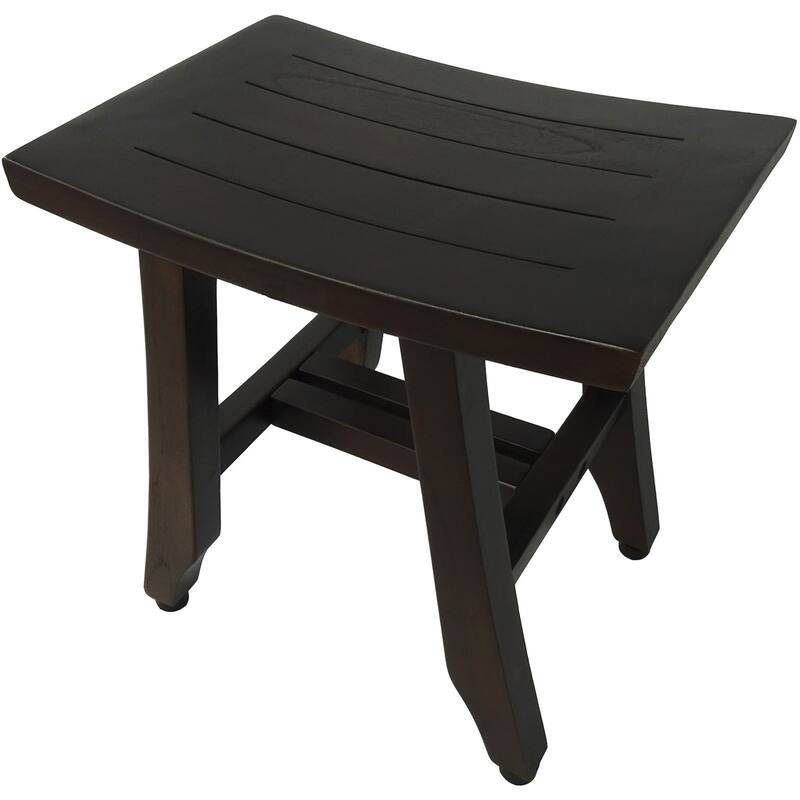 HomeRoots 14" Brown Teak Shower Bench