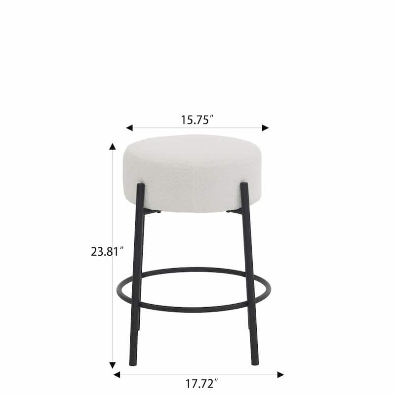 Set of 2 Contemporary Round Bar Stools - 24" Height, Ideal for Kitchens, Coffee Shops, and Bars