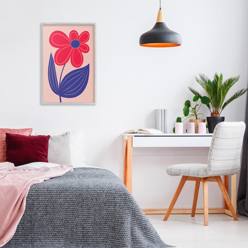 Stupell Playful Bold Red Daisy Framed Giclee Art Design By Martina Pavlova