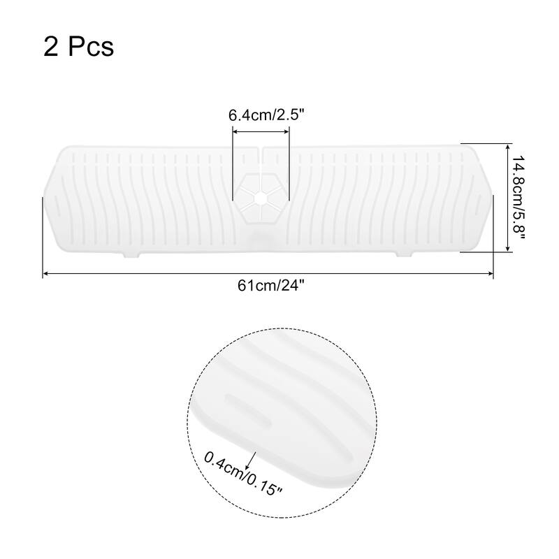 2 Pack Silicone Sink Splash Guard Mat Faucet Handle Drip Catcher Mat - White
