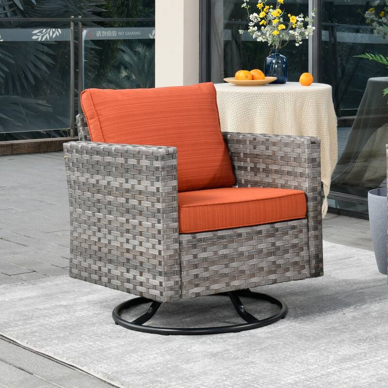OVIOS Swivel Rocking Wicker Chair