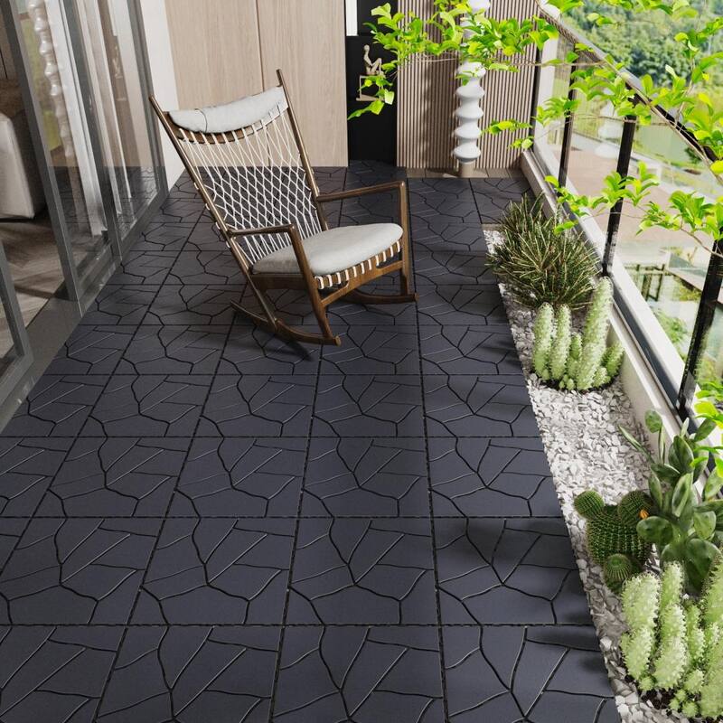 Stone Style 12" Patio Deck Tiles DIY Module Interlocking Decking Tiles Floor Tile