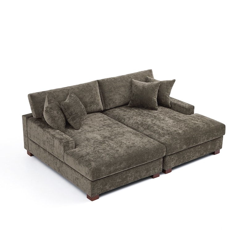 Modern Upholstered Chenille Modular Sectional Sofa with 2 Chaise