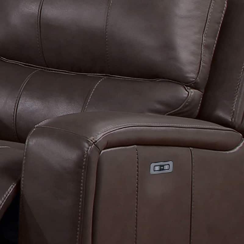 Elle 37 Inch Glider Chair, Power Recliner, Cushioned, Brown Faux Leather