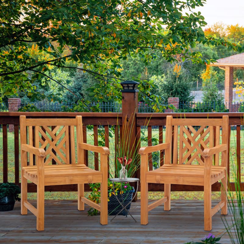 Chic Teak Chippendale Teak Wood Indoor/ Outdoor Dining Arm Chair