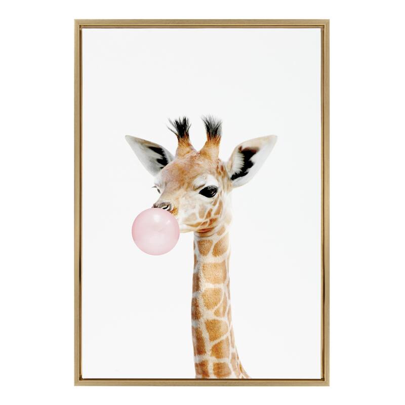 Kate and Laurel Sylvie Gum Giraffe Framed Canvas by Amy Peterson