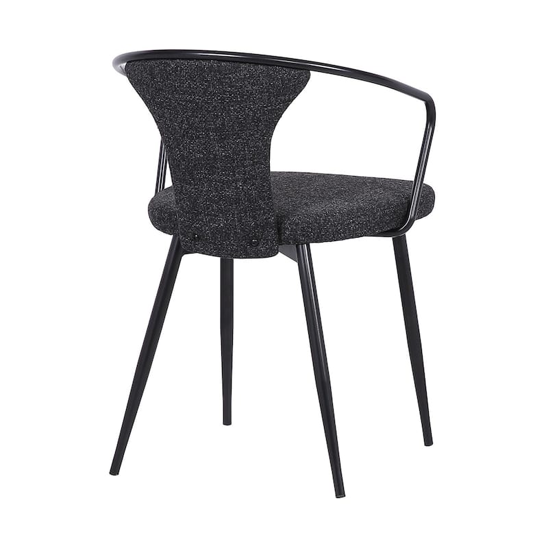 Black/Black Fabric Upholstered Metal Frame Dining Chair, Sturdy Dining Chair for Dining Rooms - 19.5