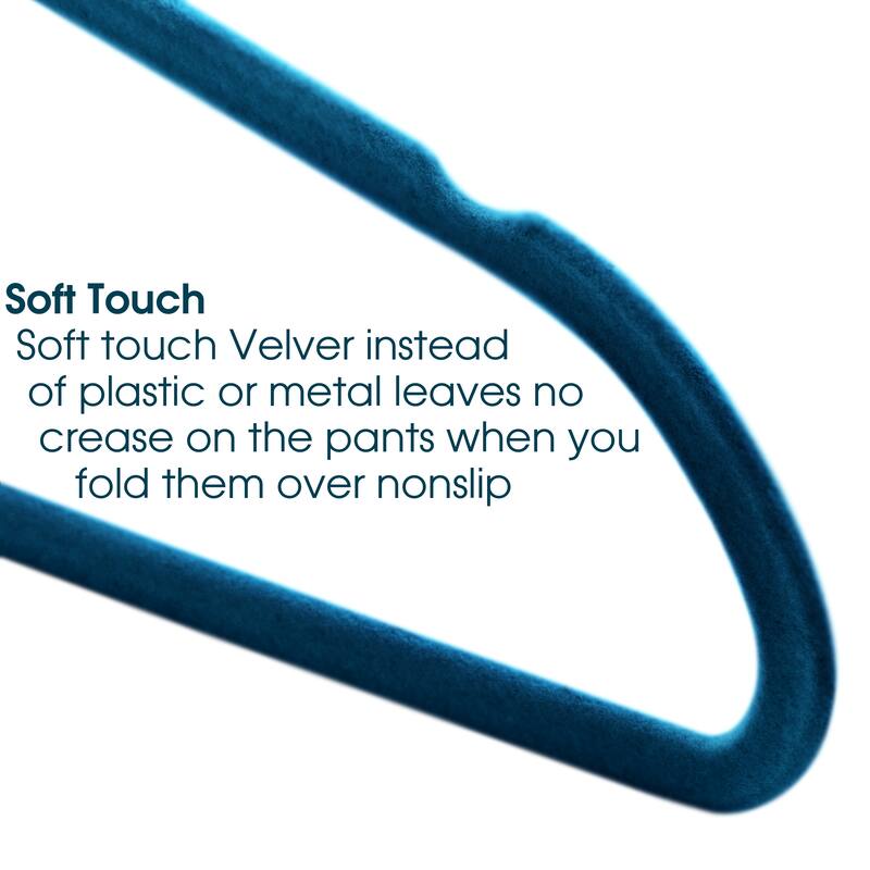 Elama Home 100Pc Velvet Slim Clothes Hangers w/ SS Swivel Hooks Blue